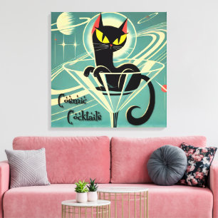 Lienzo Martini de gato negro de la era espacial futurista
