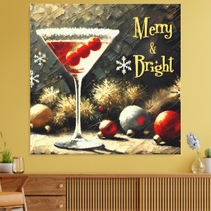 Lienzo Martini de Navidad de Cranberry Triple Retro 50s