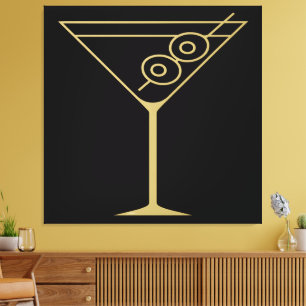 Lienzo Martini de Oliva Dorado Moderno de Mitad de Siglo 