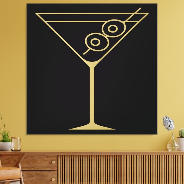 Lienzo Martini de Oliva Dorado Moderno de Mitad de Siglo  (Insitu (Sala de estar))