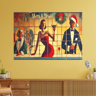 Lienzo Martini de última llamada de Nochebuena Retro 50