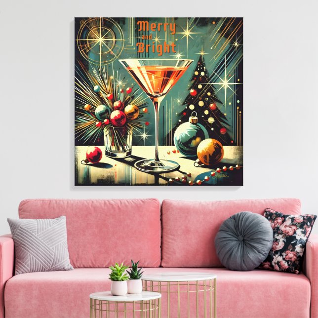 Lienzo Martini: Navidades merry y brillantes de los Retro (Insitu (Sala de estar))