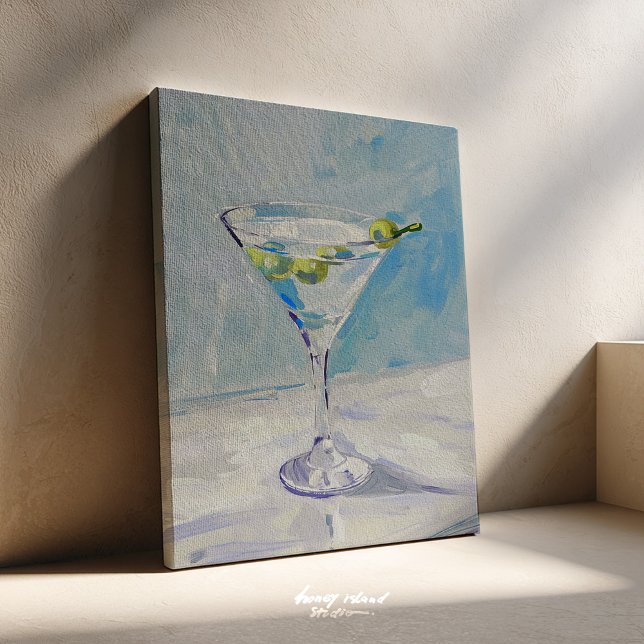 Lienzo Martini Painting Canvas (martini art, cocktail decor, bar wall art, drink painting, retro style, modern chic, glam wall art, )
