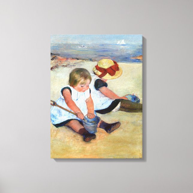 Lienzo Mary Cassatt niños jugando en la playa (Anverso)
