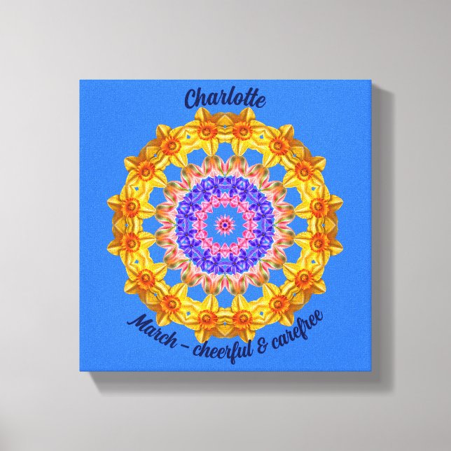 Lienzo Marzo Flor de Nacimiento Personalizada Mandala Zen (Anverso)