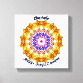 Lienzo Marzo Flor de Nacimiento Personalizada Mandala Zen