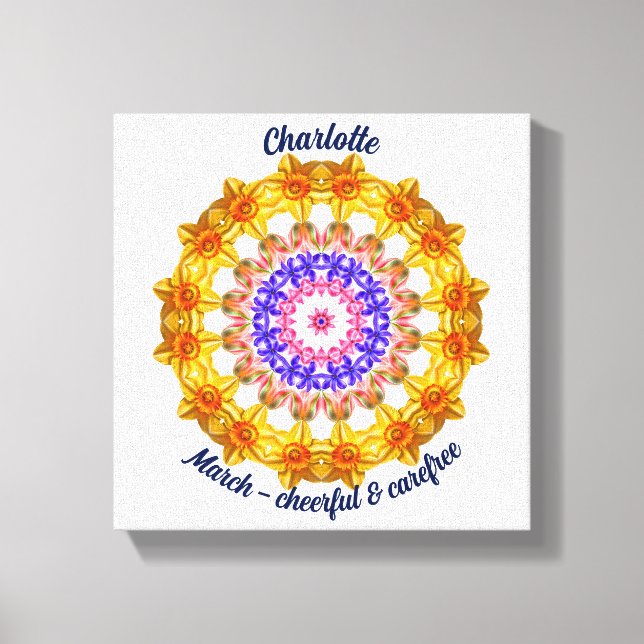 Lienzo Marzo Flor de Nacimiento Personalizada Mandala Zen (Anverso)