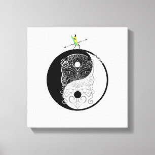 Lienzo Máscara de guerrero de Yin Yang Tiki