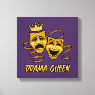 Lienzo Máscara De Teatro De Oro De Drama Queen Y Tragedia