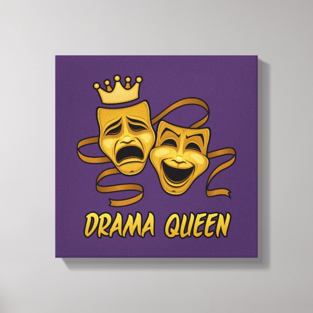 Lienzo Máscara De Teatro De Oro De Drama Queen Y Tragedia (Anverso)