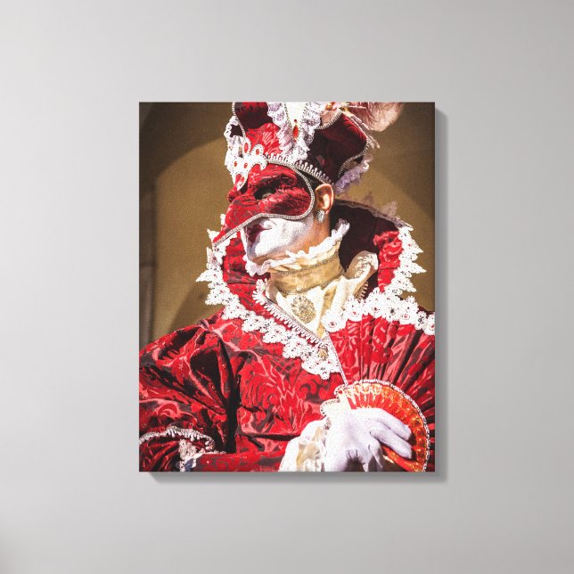 Lienzo Máscara roja de carnaval en Venecia, Italia (Anverso)