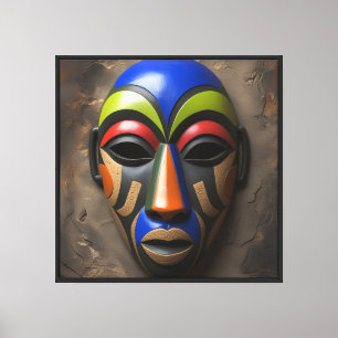 Lienzo Máscara tribal africana Simbolismo geométrico