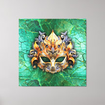 Máscara veneciana embellecida sobre verde brillant