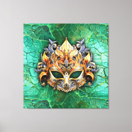 Lienzo Máscara veneciana embellecida sobre verde brillant