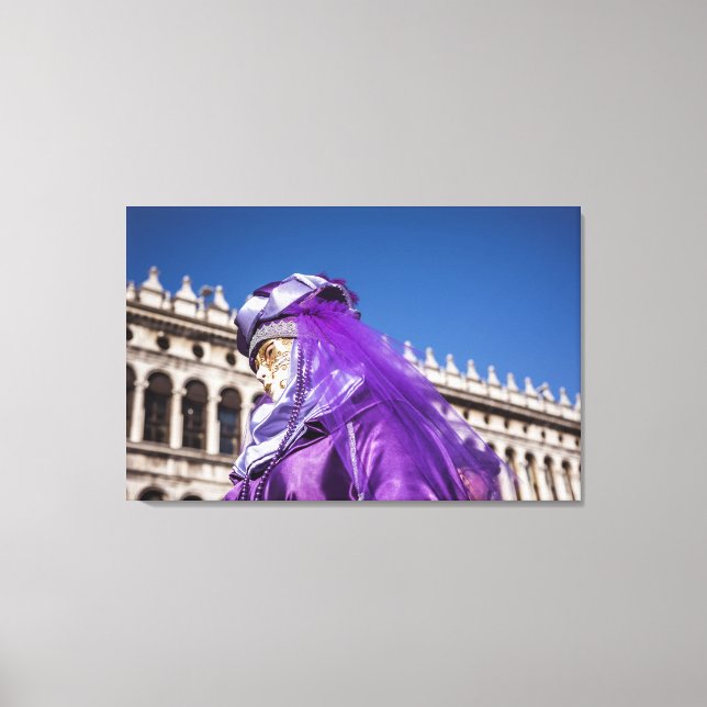 Lienzo Máscara violeta de carnaval en Venecia (Anverso)