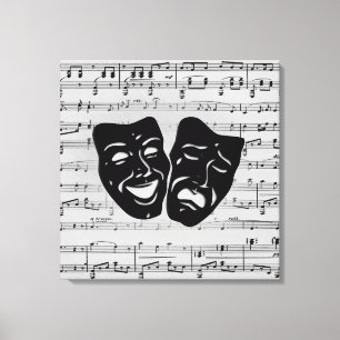 Lienzo Máscaras de Música y Teatro de Plata