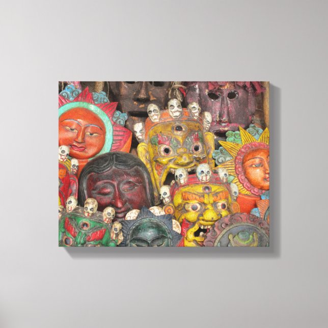 Lienzo Máscaras en Boudhanath: Katmandú, Nepal (Anverso)