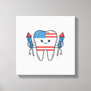 Lienzo Mascota de diente patriótico Diseño de vector de f