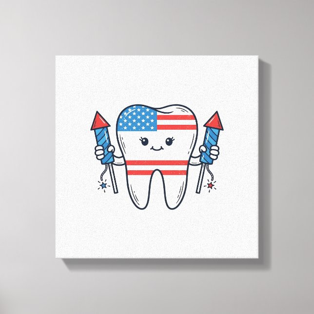 Lienzo Mascota de diente patriótico Diseño de vector de f (Anverso)