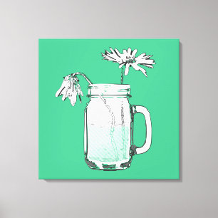 Lienzo mason jar daisies