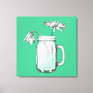 Lienzo mason jar daisies