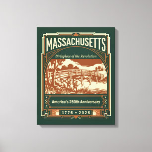 Lienzo Massachusetts Art Deco Aniversario 250 de América