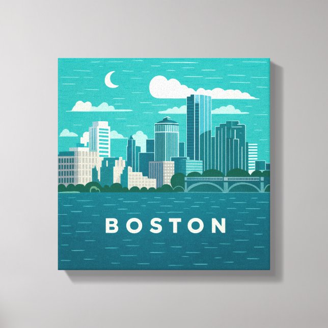 Lienzo Massachusetts Night Cityscape | Boston City (Anverso)