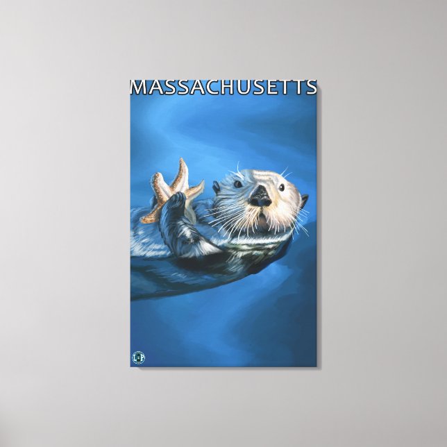 Lienzo MassachusettsSea Otter Scene (Anverso)