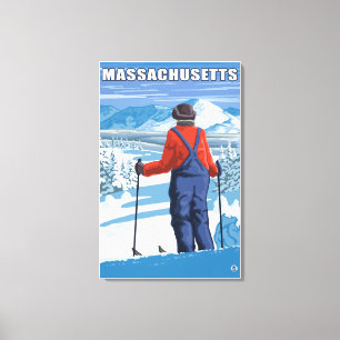 Lienzo MassachusettsSkier que admira la visión