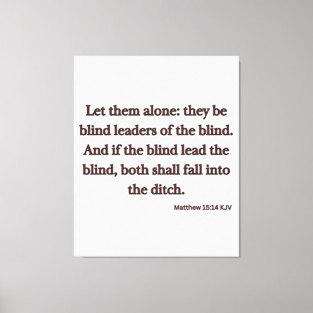 Lienzo Mateo 15:14 Biblia versus KJV Wall Art (Anverso)