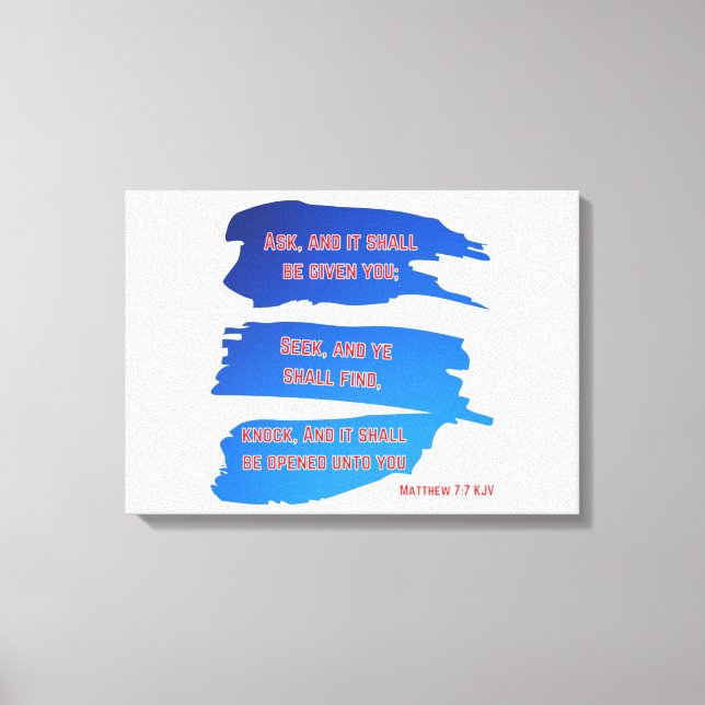 Lienzo Mateo 7:7 Biblia Verse KJV Wall Art (Anverso)