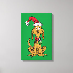 Lienzo Max el perro con sombrero de Santa