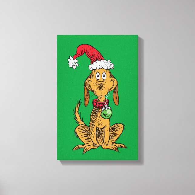 Lienzo Max el perro con sombrero de Santa (Anverso)