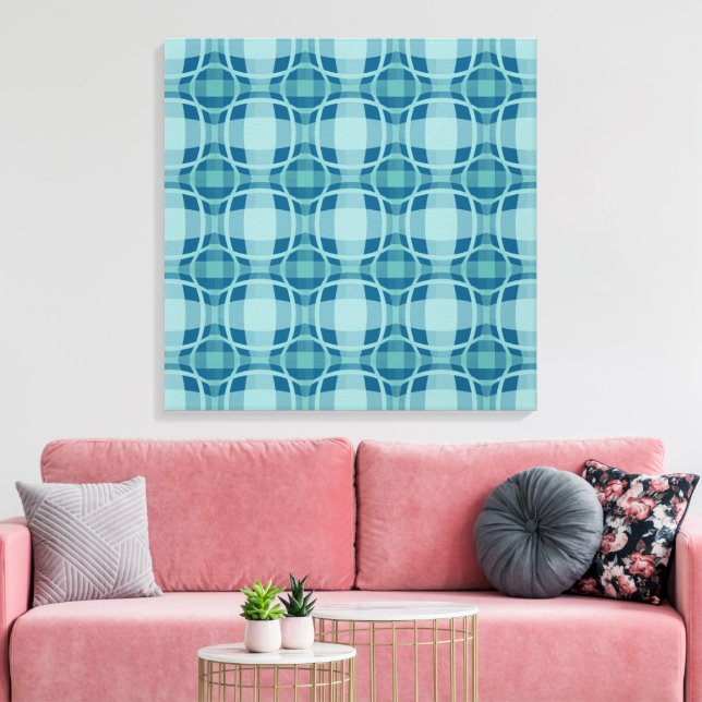 Lienzo Mazipoodles Square Circle Plaid Baby Blue (Insitu (Sala de estar))