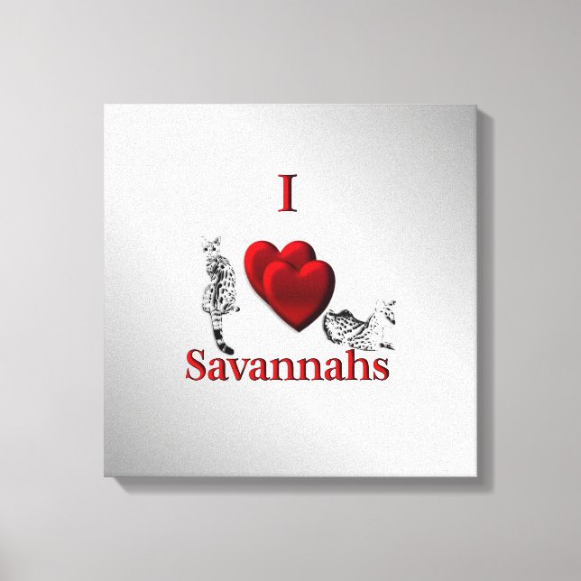 Lienzo Me encanta gato Savannah plateado (Anverso)