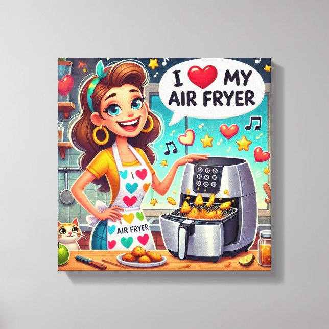 Lienzo Me encanta mi Air Fryer - Diseño de cocina muy lin (Anverso)