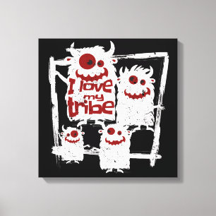 Lienzo Me encanta mi tribu Funny Monster Family Halloween