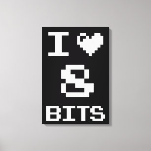 Lienzo Me encantan los 8 bits, el diseño de geek gamer