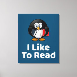 Lienzo Me Gusta Leer Lecturas Graciosas De Pingüino