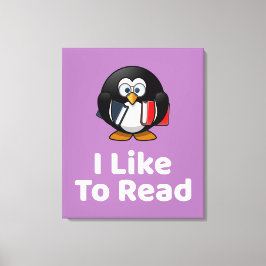 Lienzo Me Gusta Leer Lecturas Graciosas De Pingüino
