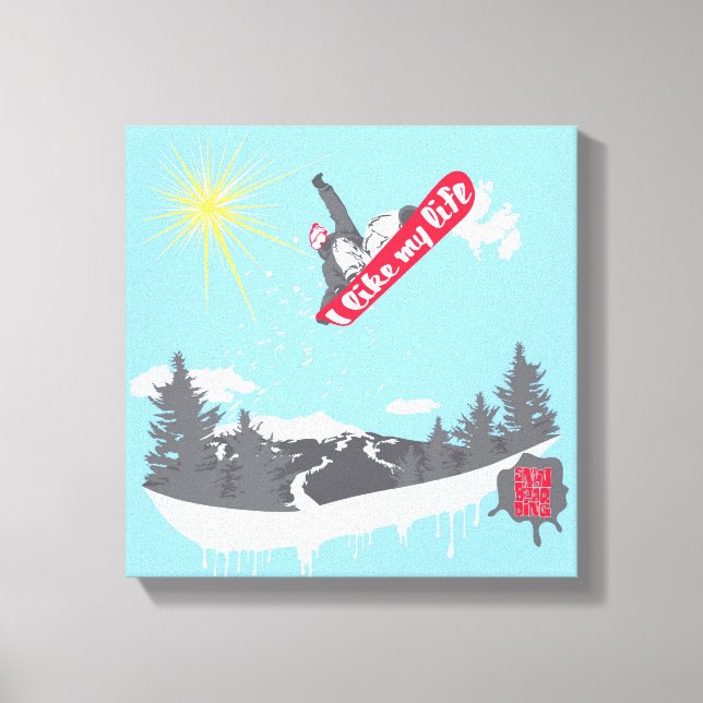 Lienzo "Me gusta mi vida" canvas de snowboard (Anverso)