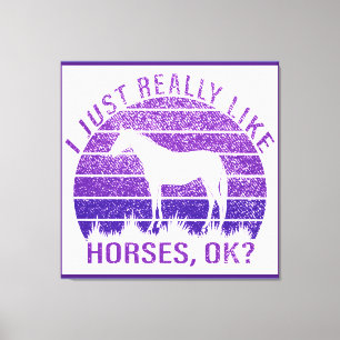 Lienzo Me gustan mucho los caballos en morado