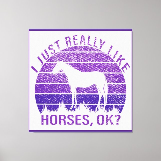 Lienzo Me gustan mucho los caballos en morado (Anverso)