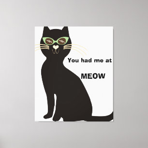 Lienzo Me tenías en el sarcasmo de gato negro gracioso