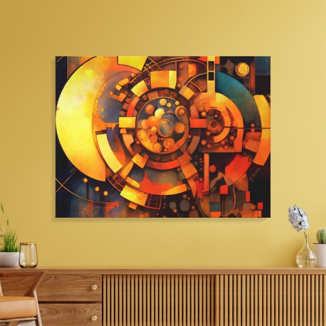 Lienzo Mecanismo Solar Steampunk Abstracto (Insitu (Sala de estar))