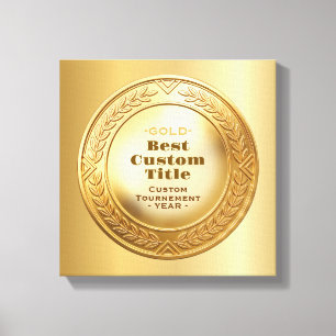 Lienzo Medalla de oro realista 3D personalizable y editab