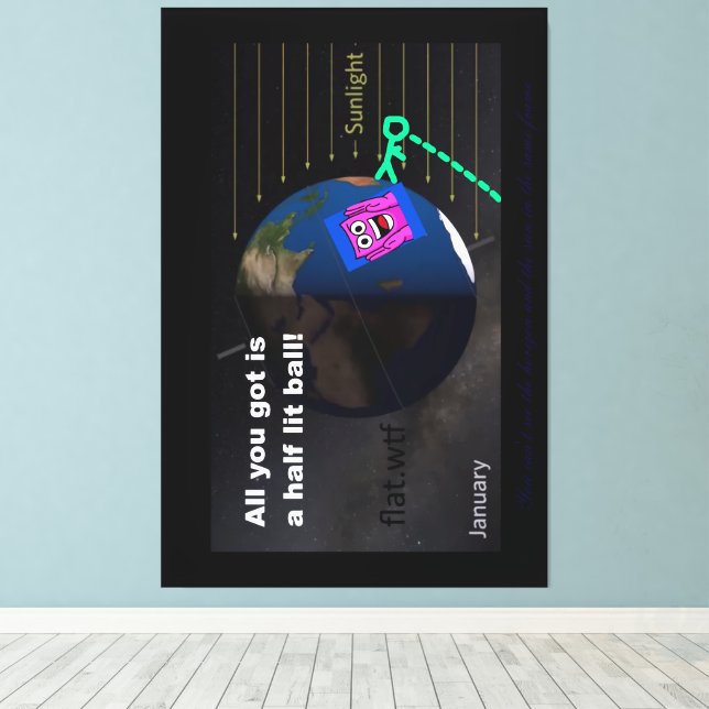 Lienzo ¡Media bola iluminada! (Insitu (piso de madera))