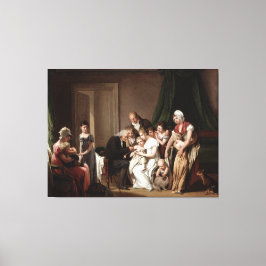 Lienzo Médico familiar vacunando pintura de aceite viejo 