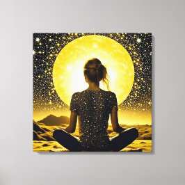 Lienzo Meditación femenina bajo la luna celestial