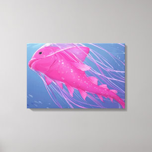 Lienzo Medusa pez híbrido rosa surrealista fantasía océan